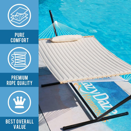 Hamaca Doble Acolchada Lazy Daze, 12 FT, 450 LBS, con Cojín
