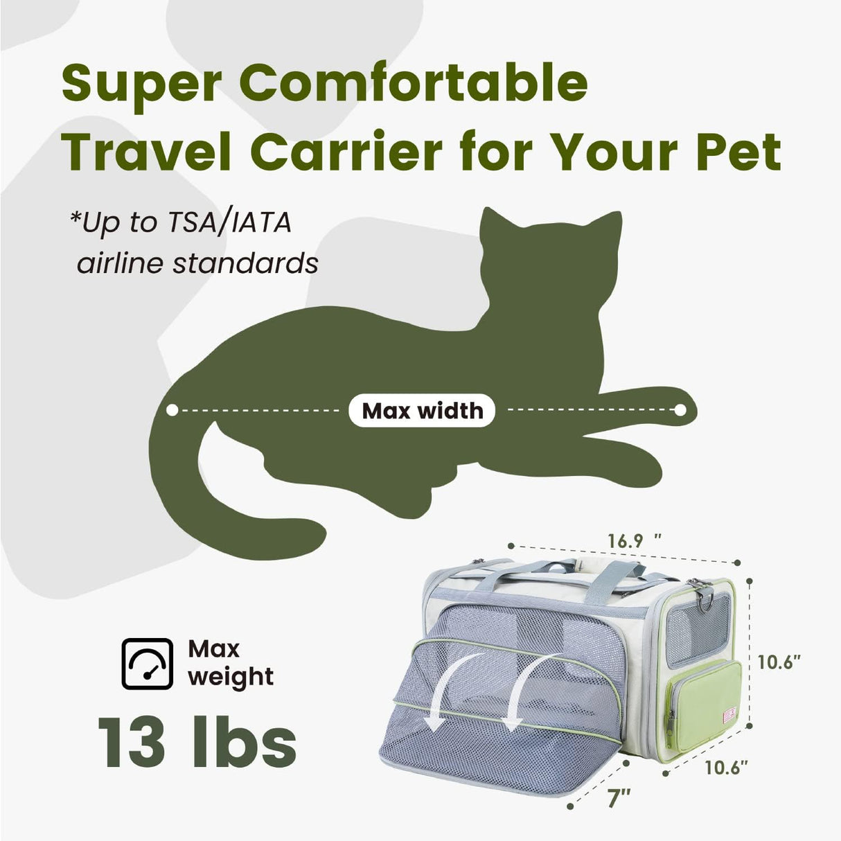 Transportín Pawaii para gatos, suave, plegable y cómodo.