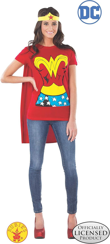 Rubies DC Comics Wonder Woman - Camiseta con capa y diadema para mujer