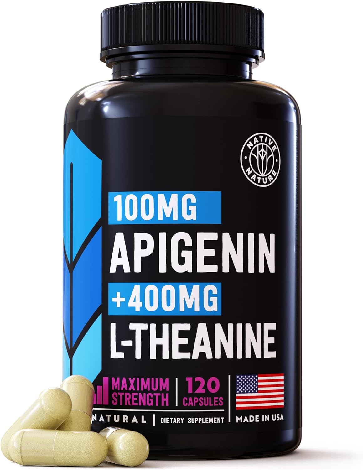 Suplemento de apigenina con L teanina  500 mg Native Nature