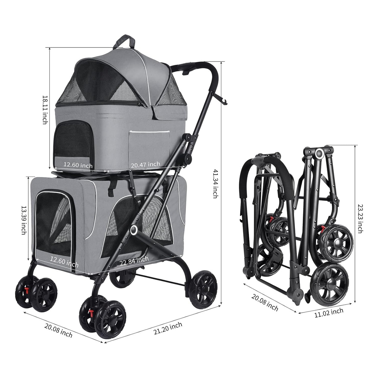 Carro de paseo para mascotas Doble, marca no especificada, 2 bolsas
