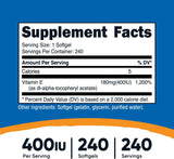 Nutricost Vitamina E 400 IU, 240 cápsulas de gel blando,