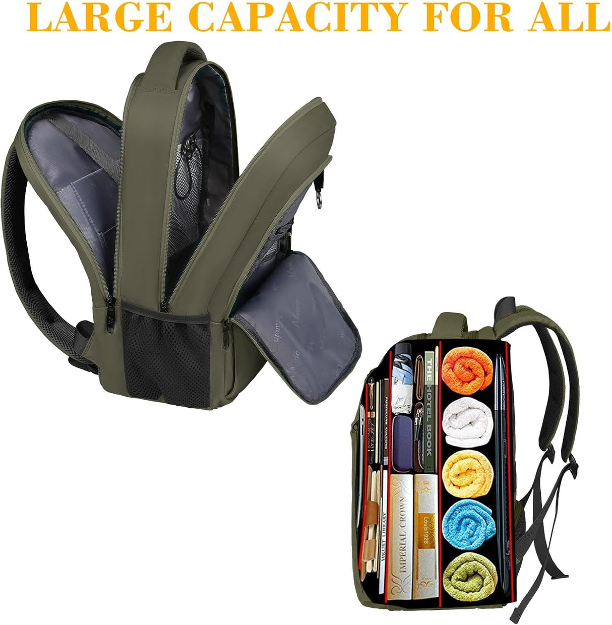 Mochila de viaje para laptop de 15.6 pulgadas verde