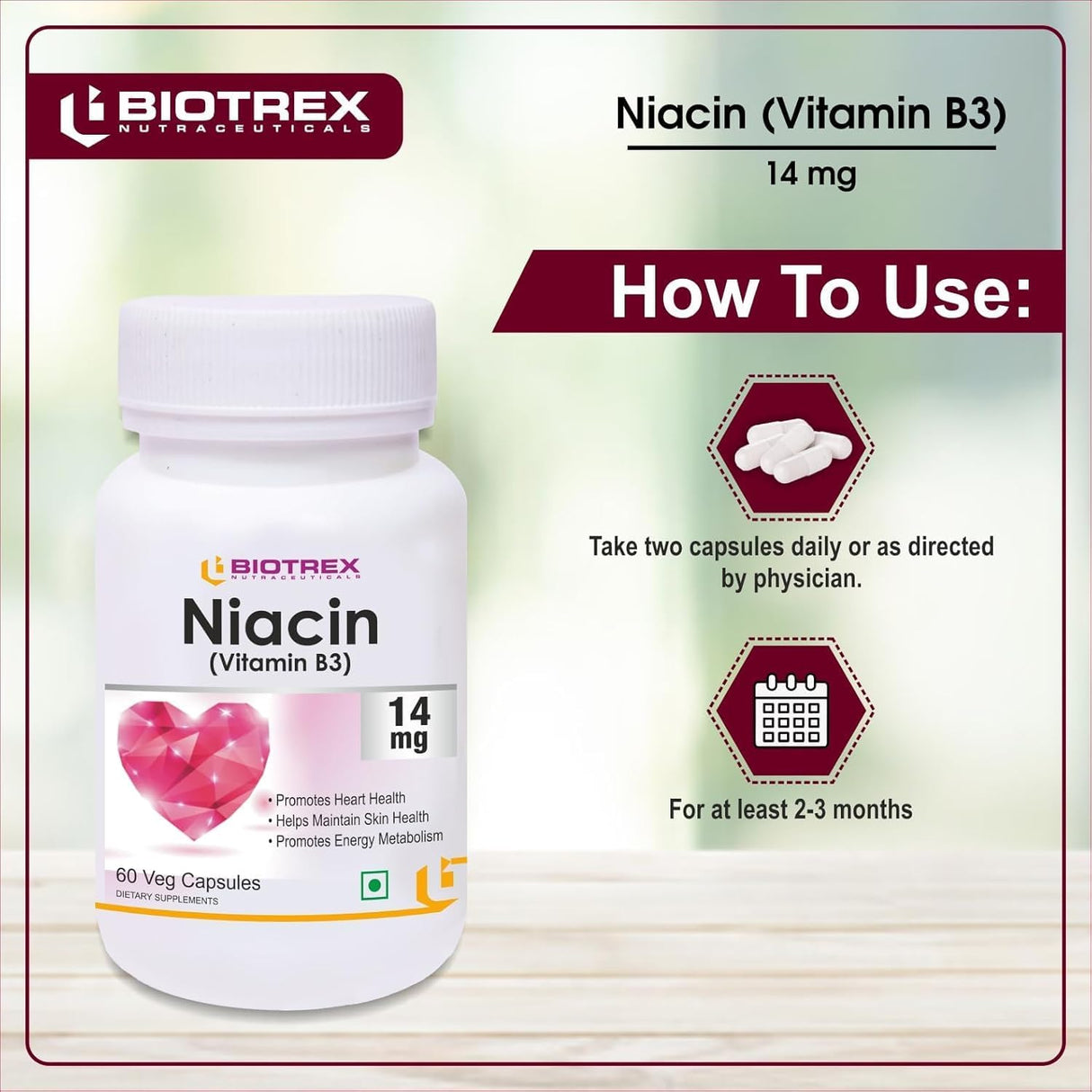 Niacin 14mg + Inositol 50mg Suplemento Veg 60 cápsulas