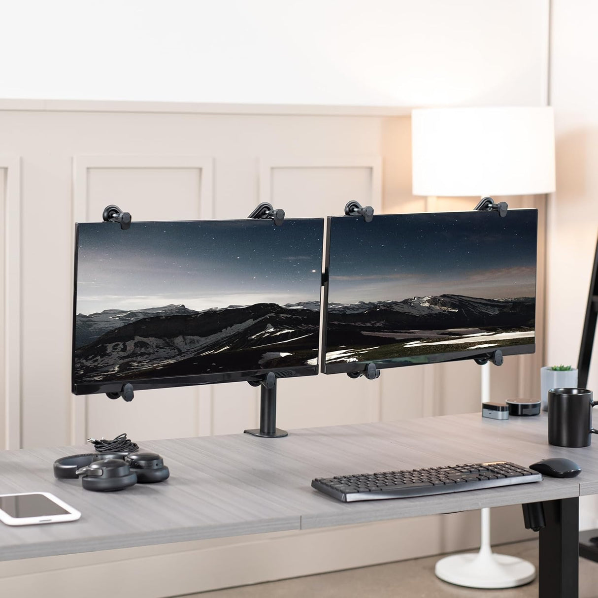 Soporte Doble para Monitor VIVO, Ajustable, STAND-V002VA