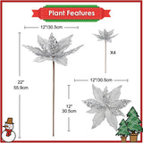 Flores Artificiales Briful 12'' Poinsettia para Decoración Navidad