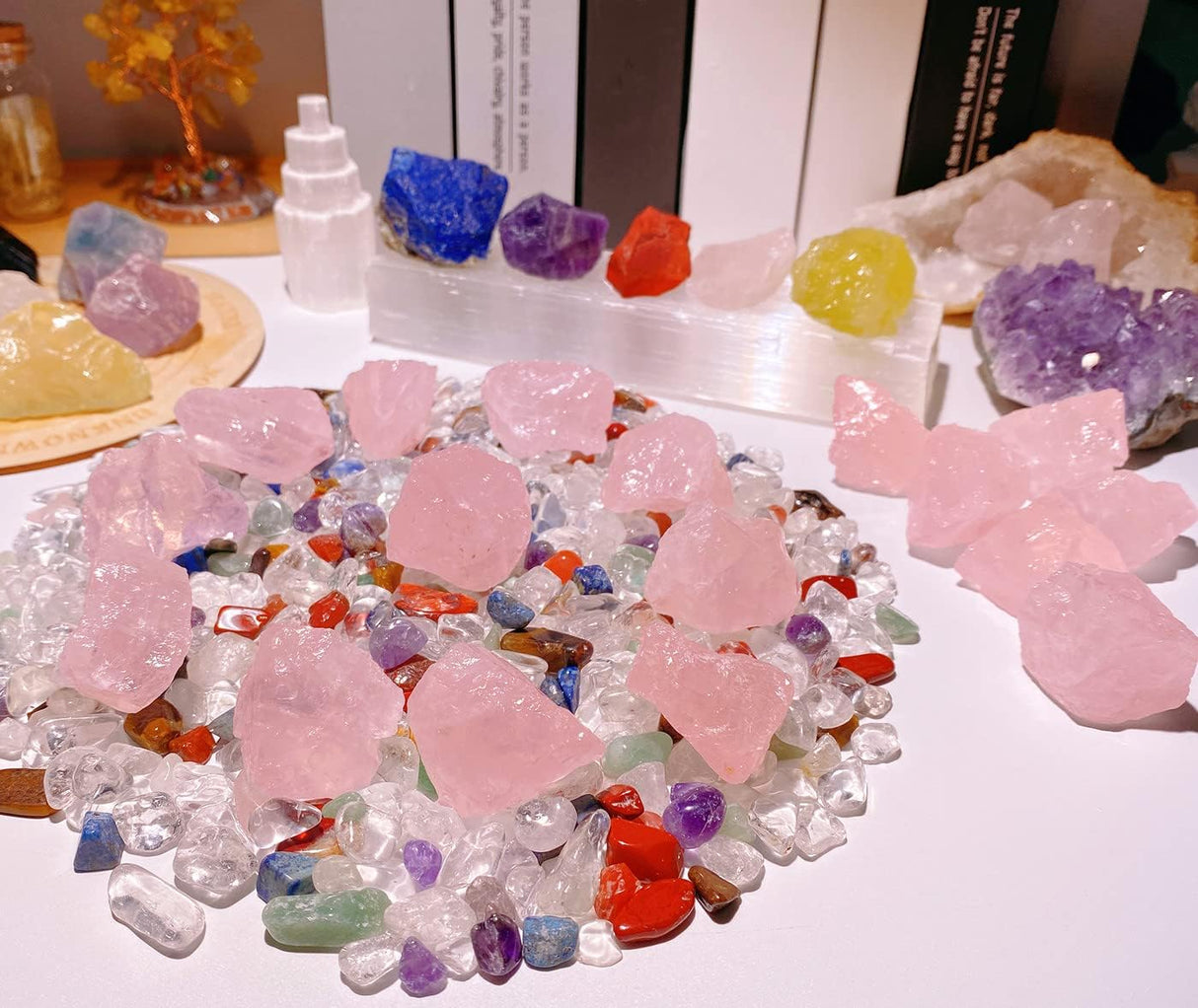 Cristales de Cuarzo Rosa Natural para Sanación y Decoración
