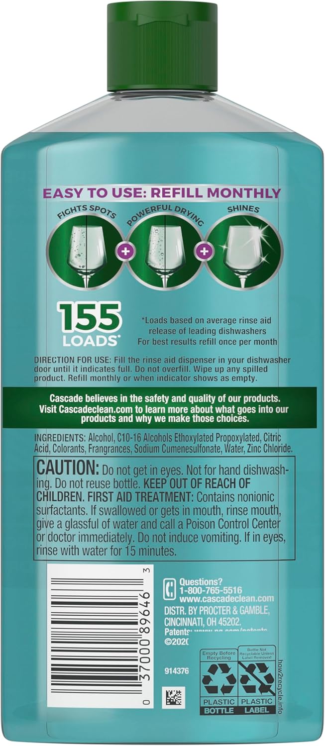 Rinse Aid Cascade Power Dry, 16 fl oz, sin fosfatos