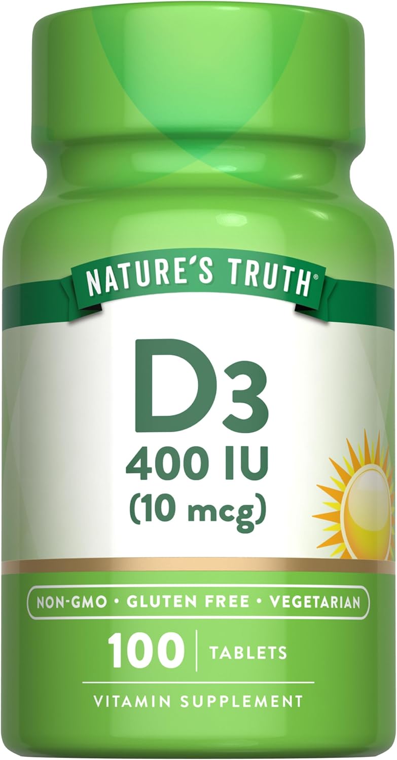 Vitamina D3 Nature's Truth 400 IU 100 tabletas Vegetarianas Non-GMO
