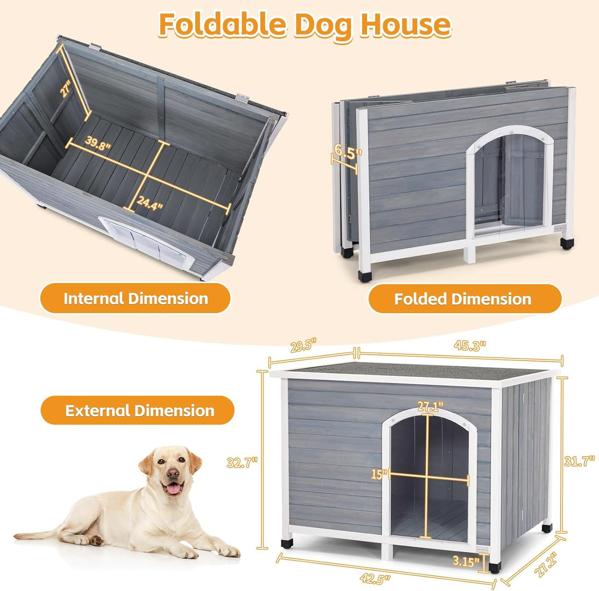 Casa para perros para exteriores no requiere herramientas
