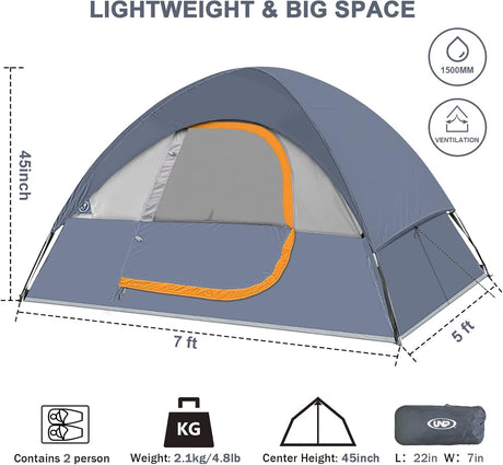 Tienda de Camping 2 Personas, Carpa Impermeable, Modelo Dome