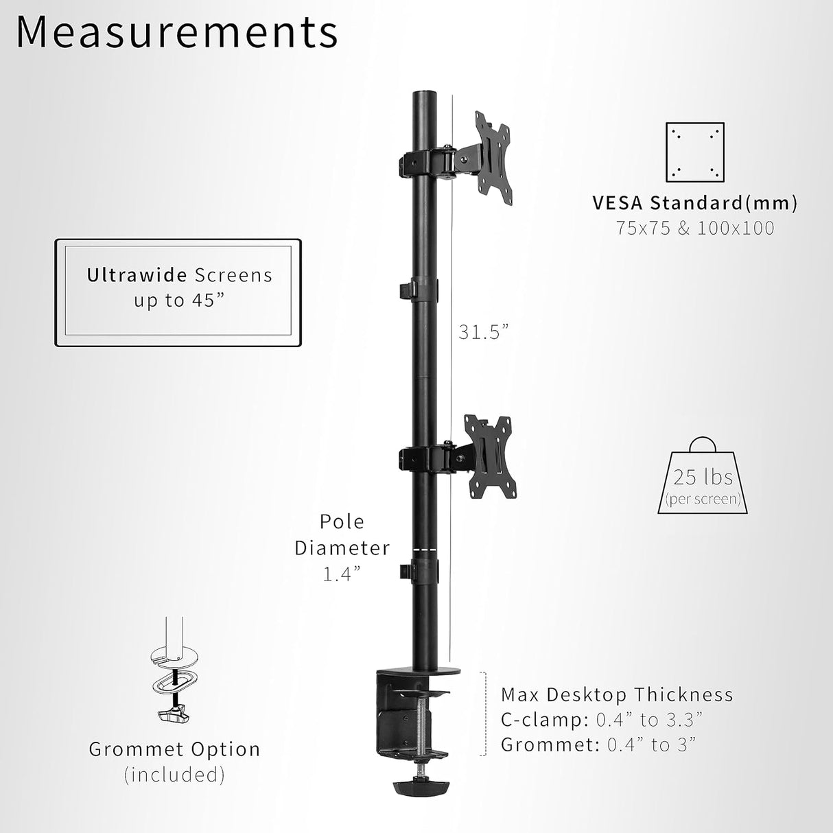 Soporte Doble para Monitores Ultra Anchos VIVO, STAND-V200R
