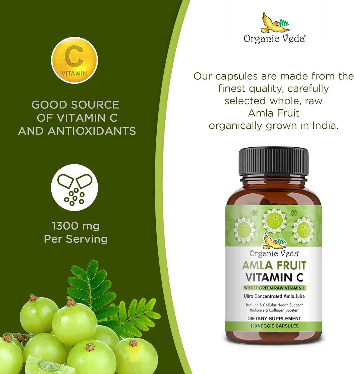 Cápsulas de Amla Orgánicas  Suplemento Natural de Vitamina C