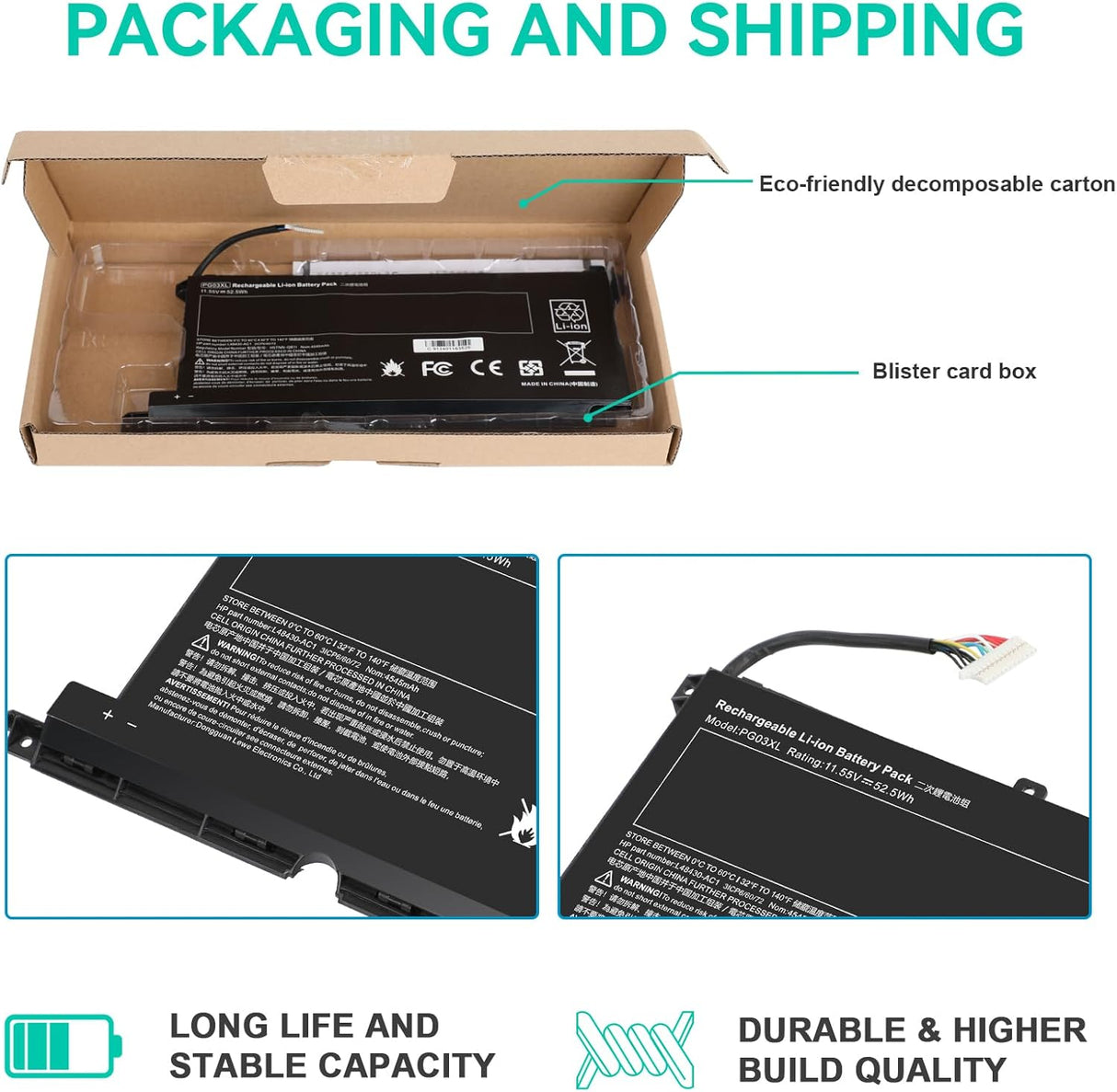 Batería PG03XL 3ICP6/60/72 para HP Pavilion Gaming 15 y 16