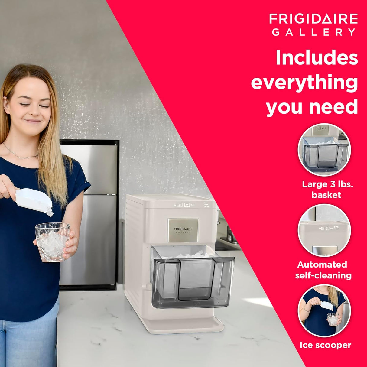Máquina de Hielo Frigidaire, 44 lbs, Auto Limpieza, 2.0 Gen