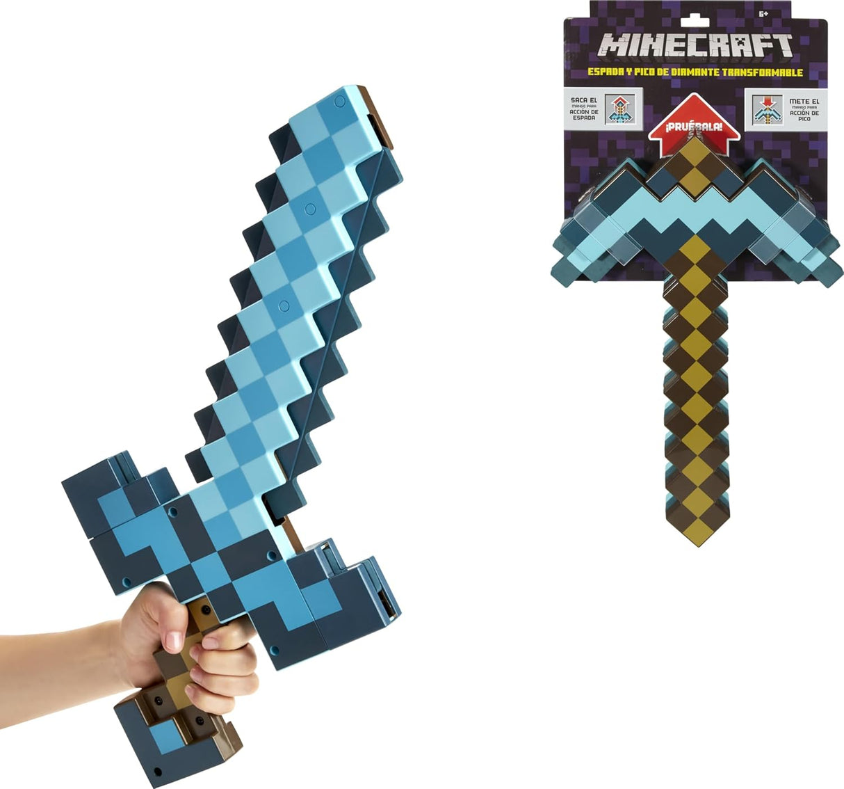 Espada y pico transformables Mattel Minecraft, 2 en 1, exclusivo Amazon