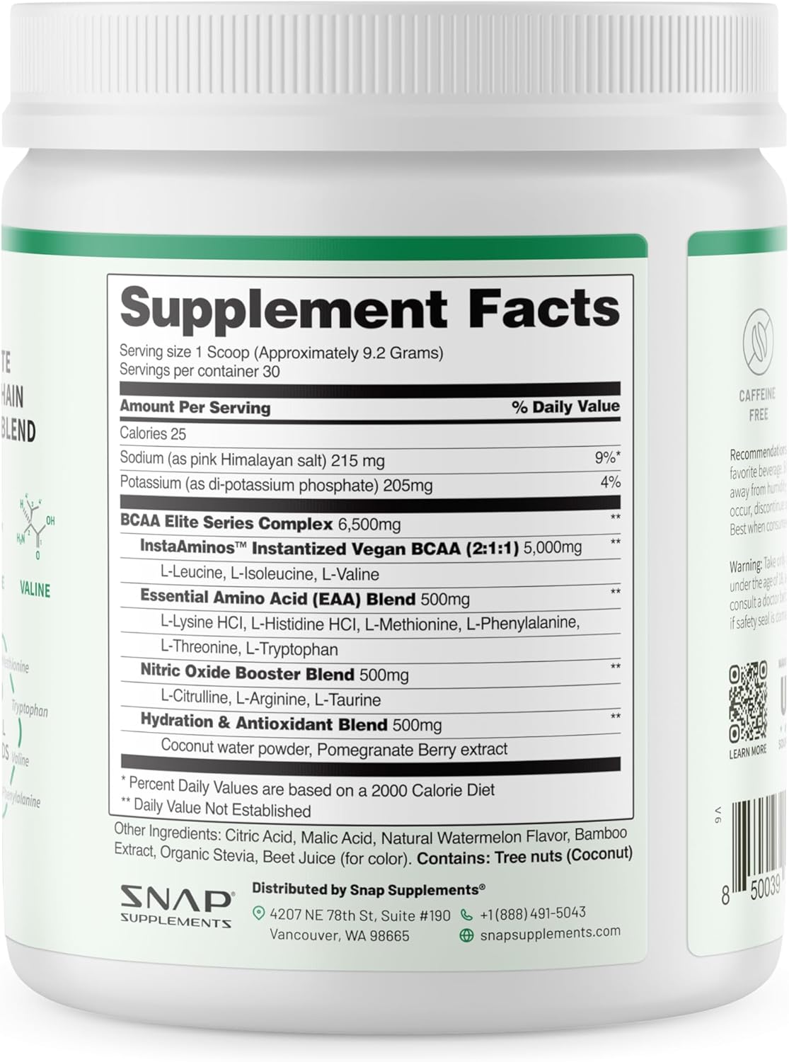 Suplemento BCAA Snap - Energía y Recuperación - 30 Porciones