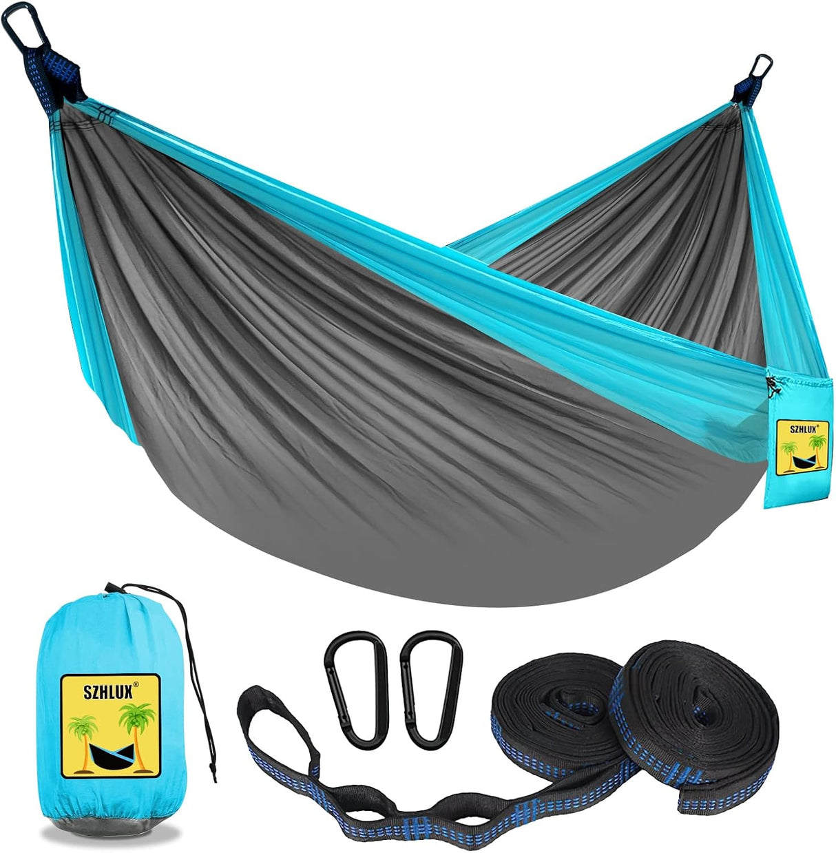 Hamaca de camping doble e individual SZHLUX, portátil, con correas