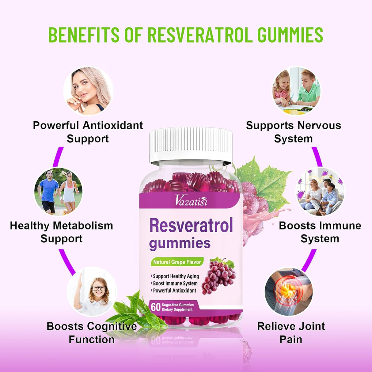 Suplemento Gomitas de resveratrol de alta pureza 120 gomitas