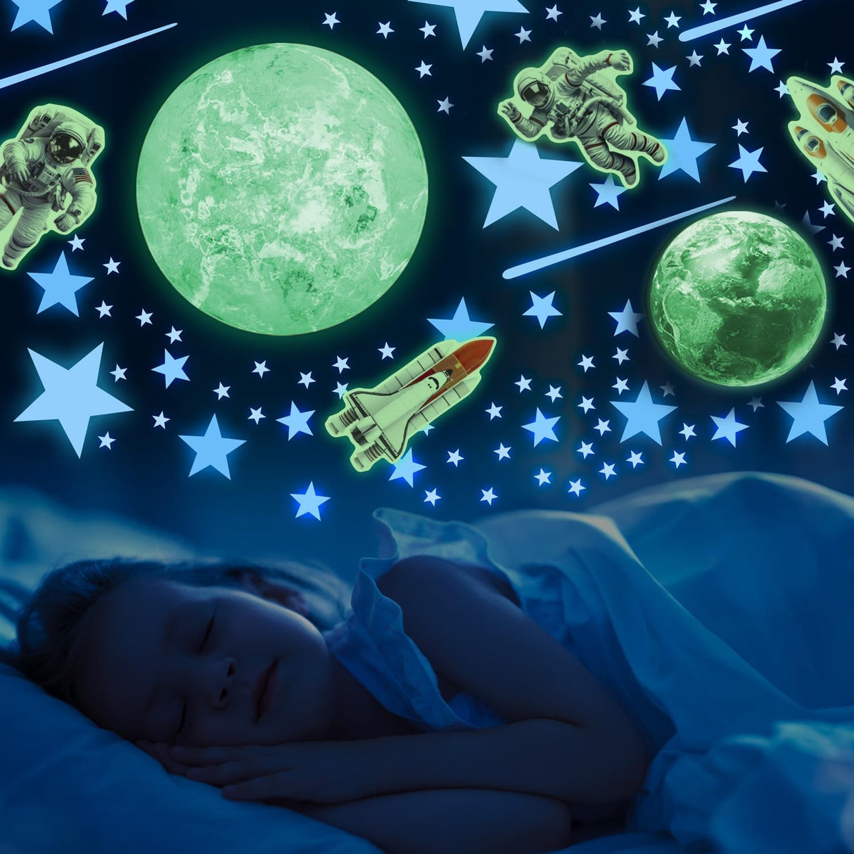 Estrellas y Planetas Brillantes, Pegatinas Espaciales para Niños