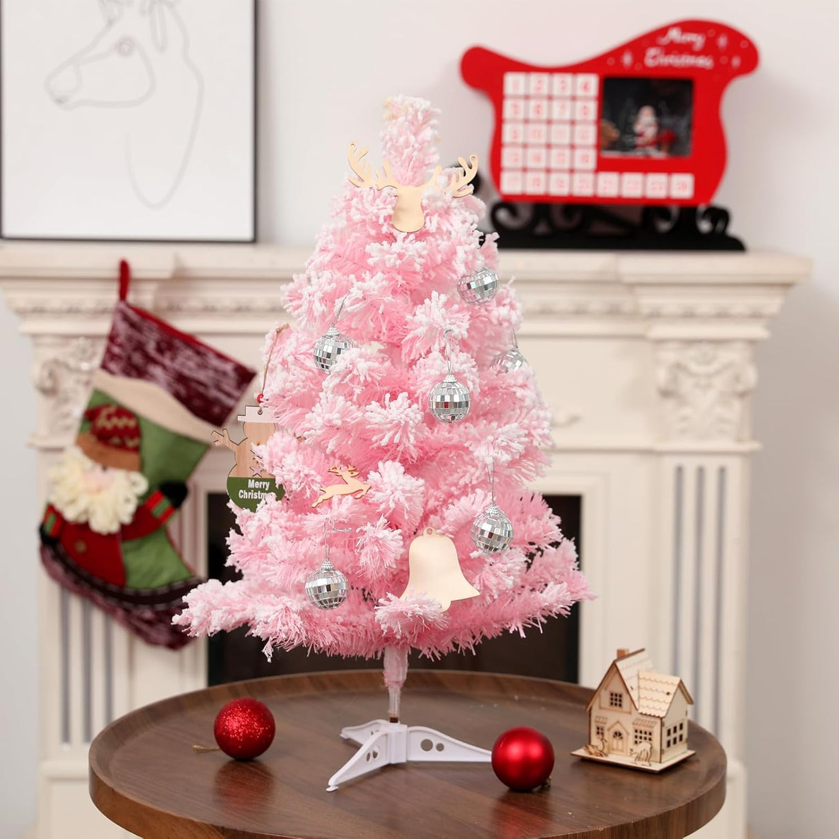 Árbol de Navidad Artificial 2FT Mini con Base Plástica Flocked