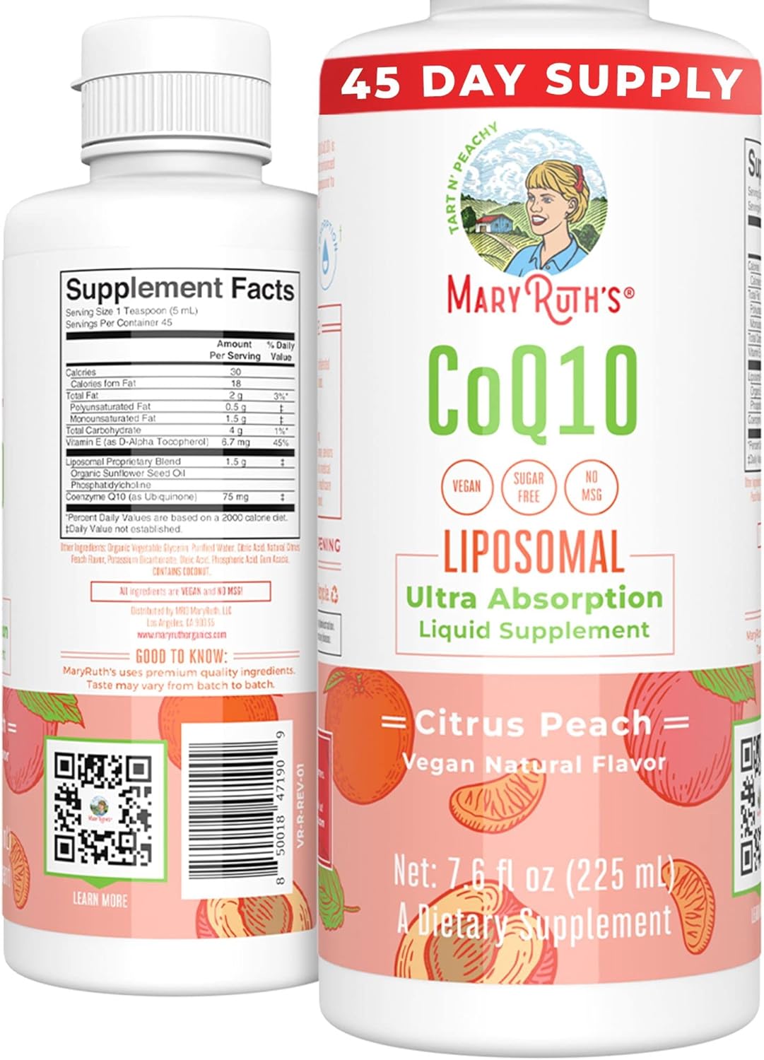 Vitamina líquida CoQ10 para salud cardíaca vegano sin OMG