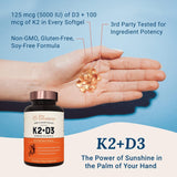 Suplemento de Vitamina K2 MK7 con D3 | Live Conscious 60 Softgels