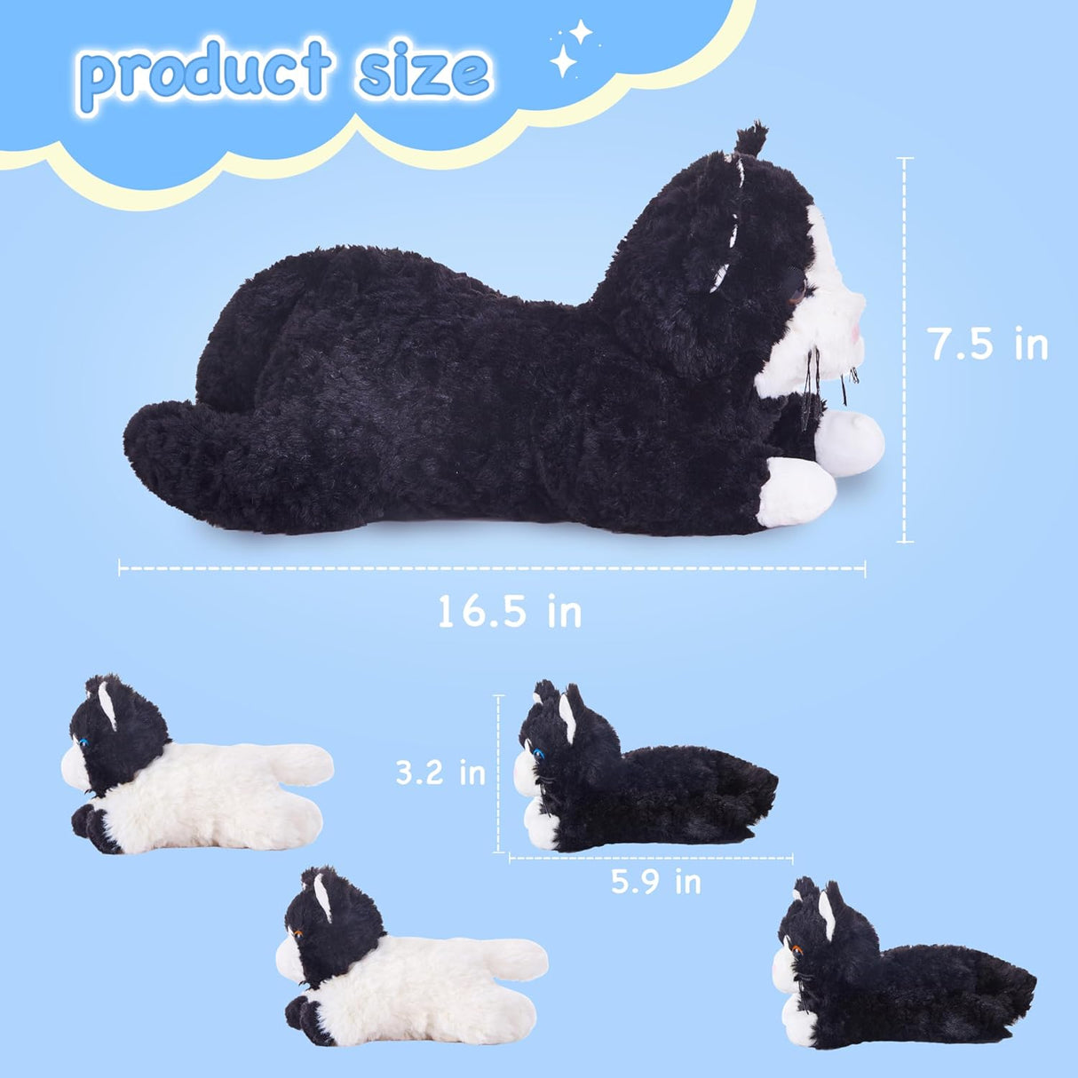 Peluches Mama Gato y Bebés EARTHSOUND, Set Suave 16
