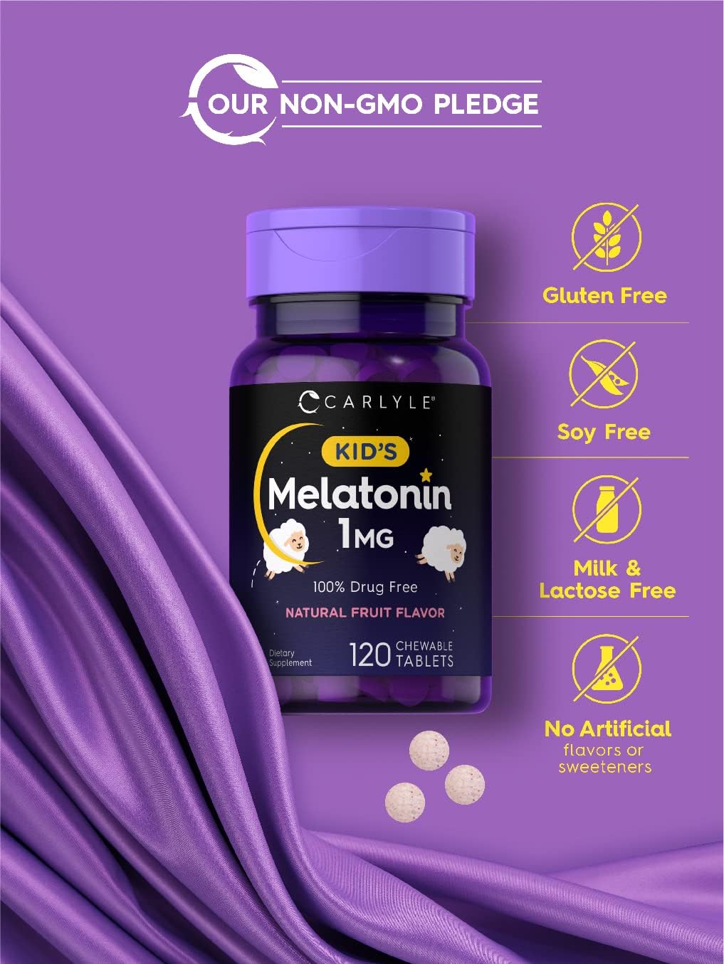 Apoyo para dormir para niños de 1 mg 120 tabletas masticable