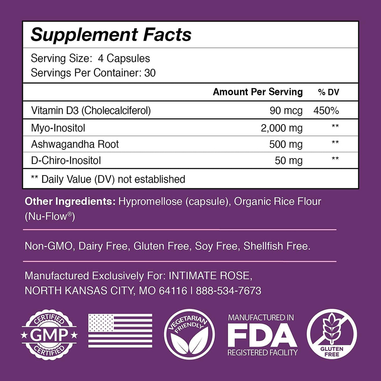 Suplementos Myo-inositol y D-Chiro Inositol  + Vitamina D3