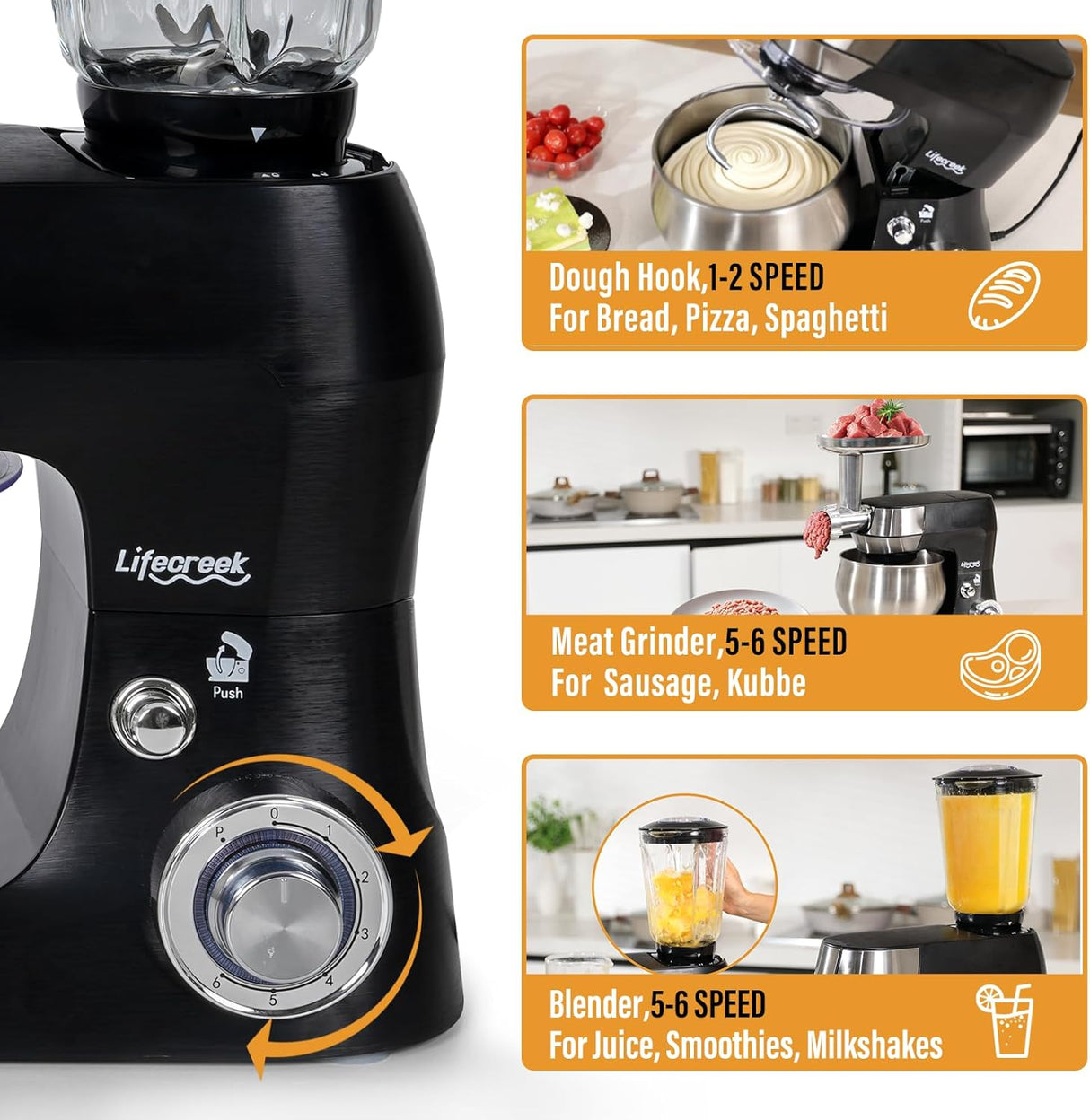 Batidora Multifuncional 6 en 1, 5.3Qt 660W, 6 Velocidades, Modelo: