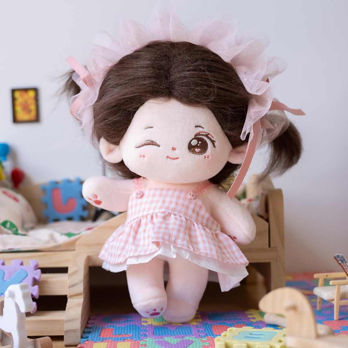 Muñeco de peluche CALEMBOU 20cm con esqueleto, modelo Winkii