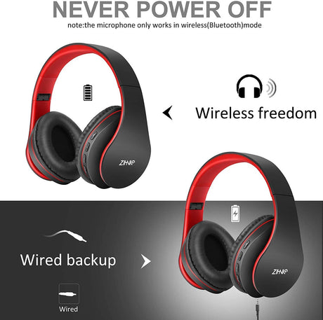 Auriculares ZIHNIC Bluetooth, Plegables, Inalámbricos y Con Cable