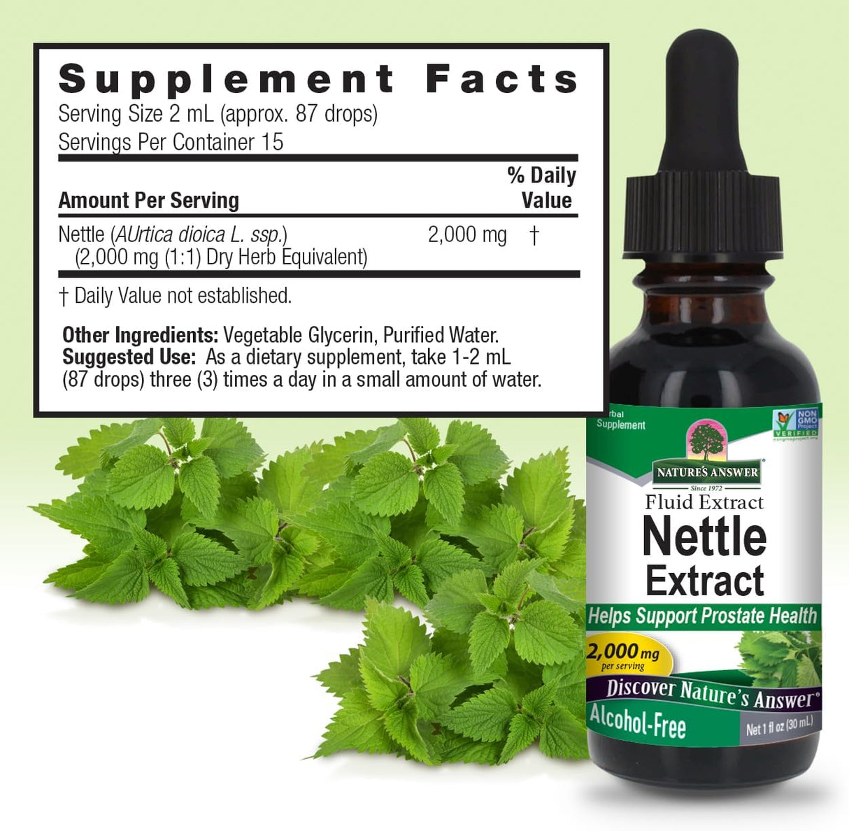 Extracto de Hoja de Ortiga | Nature's Answer | 1oz | 2 Pack