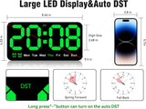 Reloj Digital Grande, 9.5 Pulgadas, Alarma Doble, Brillo Ajustable