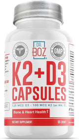 Dr. Boz K2+D3 Cápsulas, Salud Ósea y Cardíaca, 66 Serv.