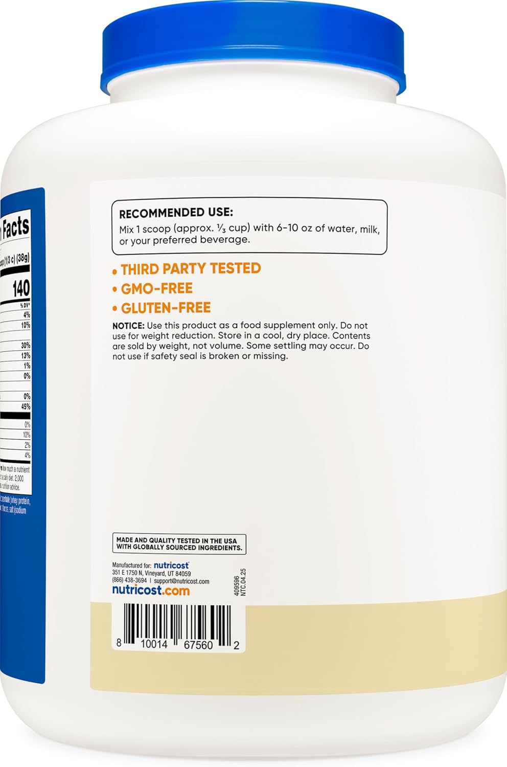 Nutricost Proteína de Suero de Leche de Pasto, 5LBS, Sin Gluten