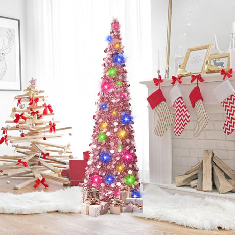Árbol de Navidad 5ft MACTING con Luces, Fácil Montaje, Tinsel