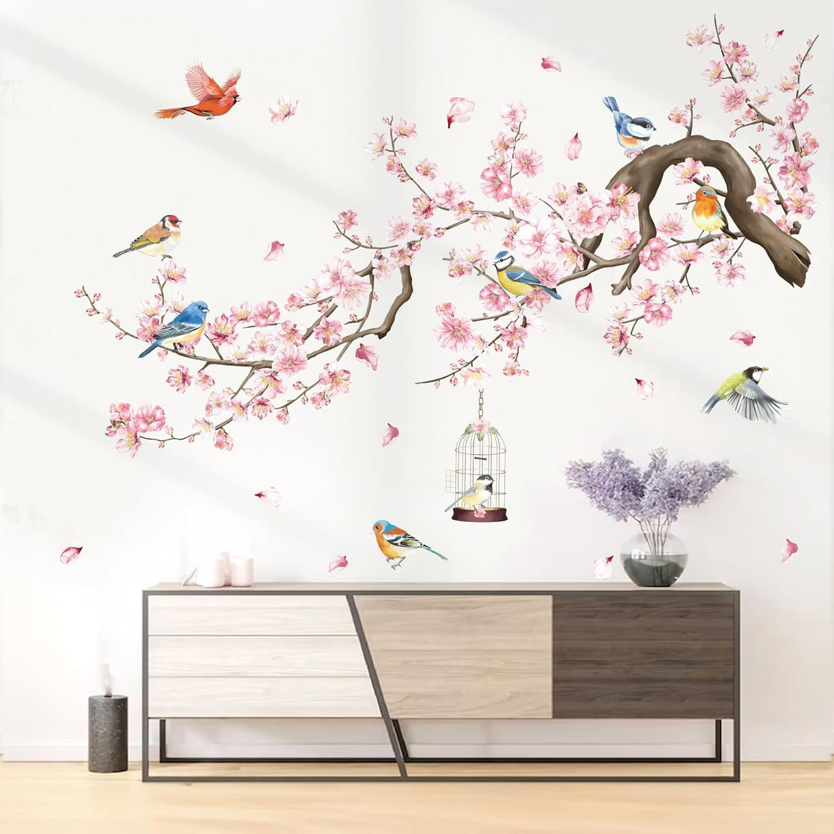 Stickers de Pared Wondever Flores de Cerezo para Dormitorio