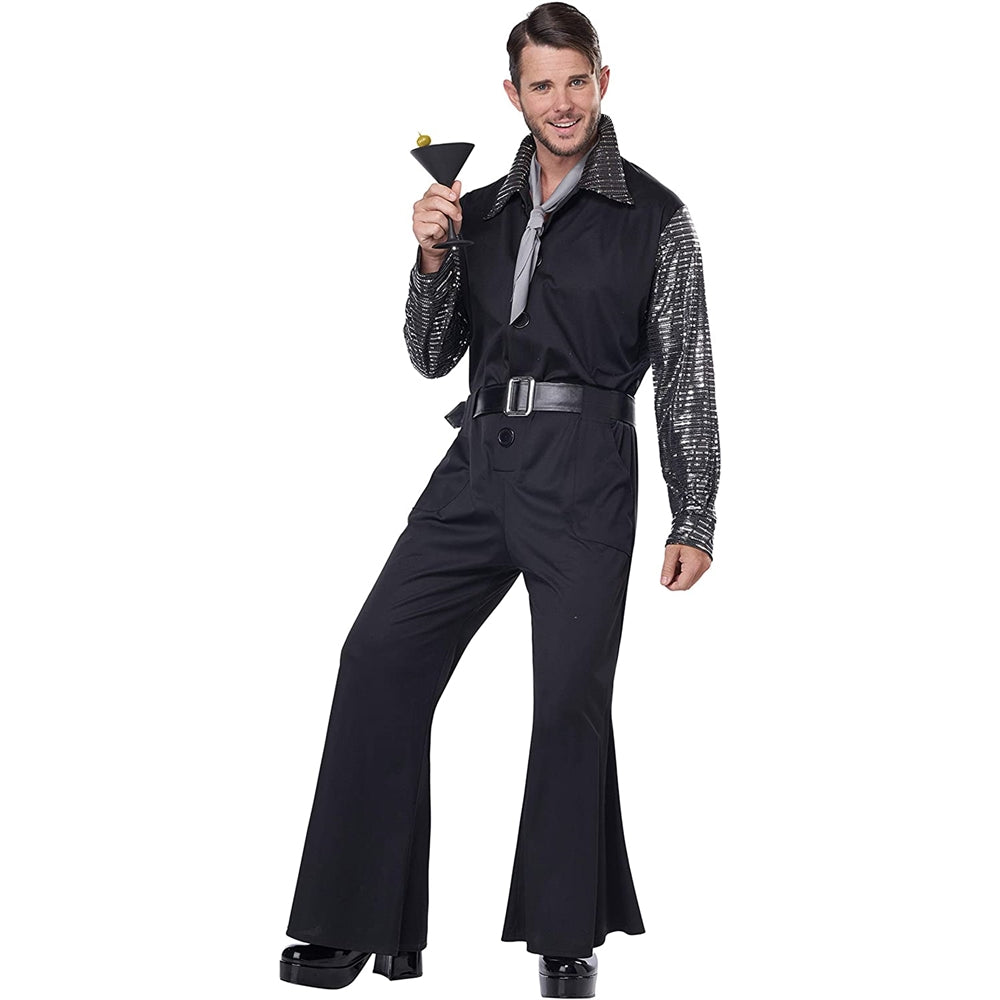 Disfraz de rey de discoteca estándar de los años 70 talla XL