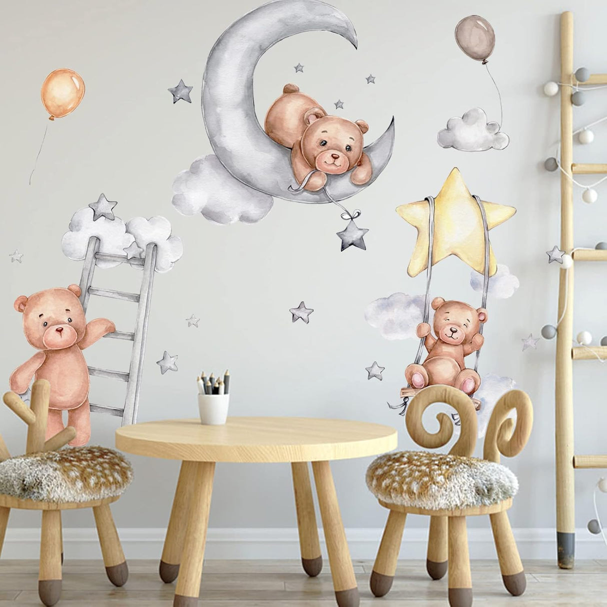 Sticker de Oso Cartoon, Decoración Infantil, Removible, Mural
