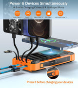 Cargador de energía solar de 36000 mAh integrado 4 cables