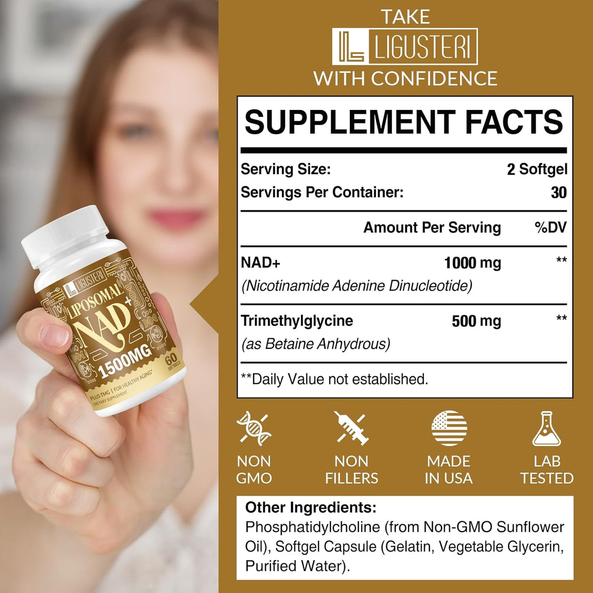 Suplemento Liposomal NAD+ con TMG, Defensa Antienvejecimiento