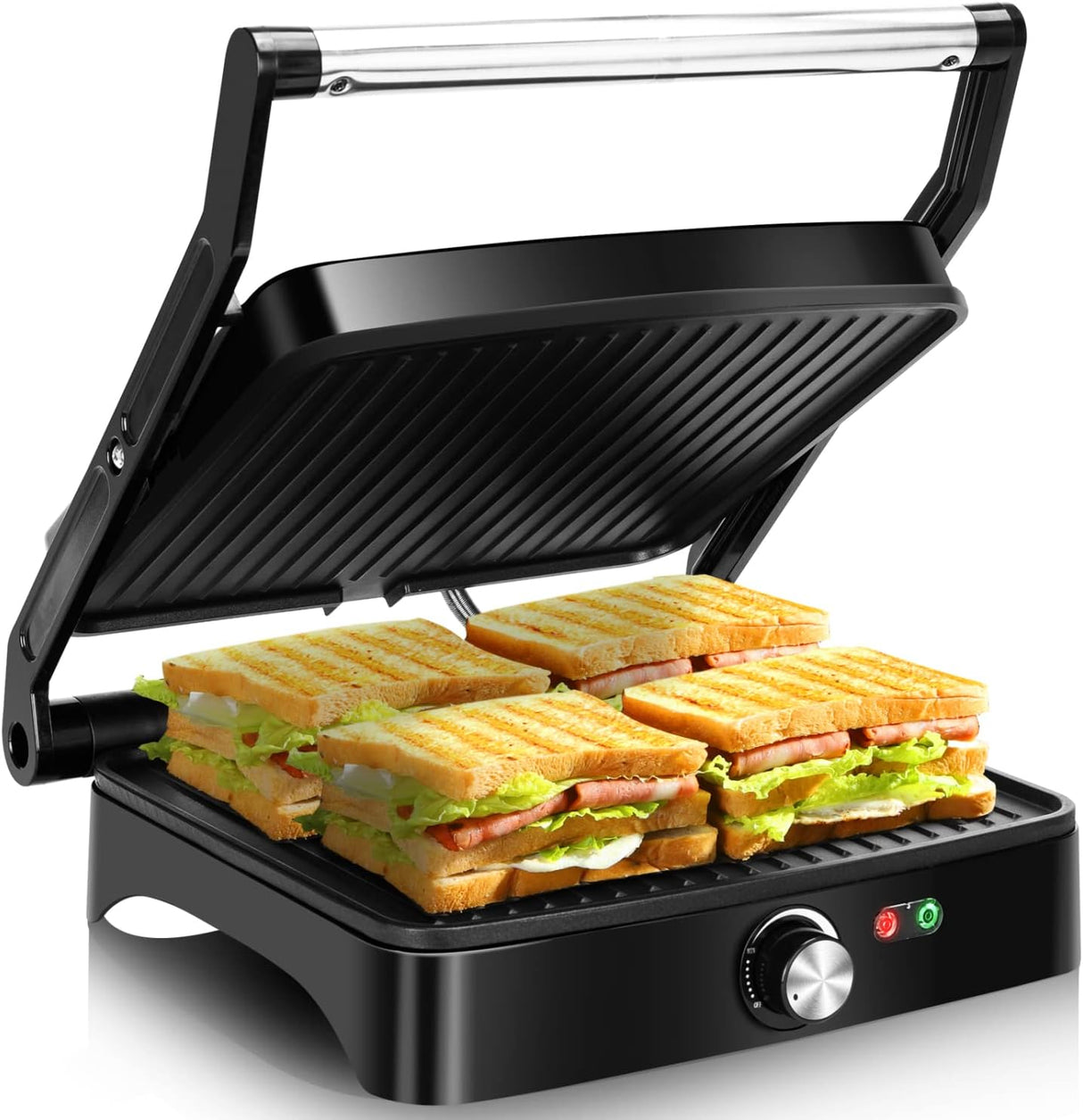 Prensa Panini Aigostar, 4 rebanadas, 1200W, control de temperatura