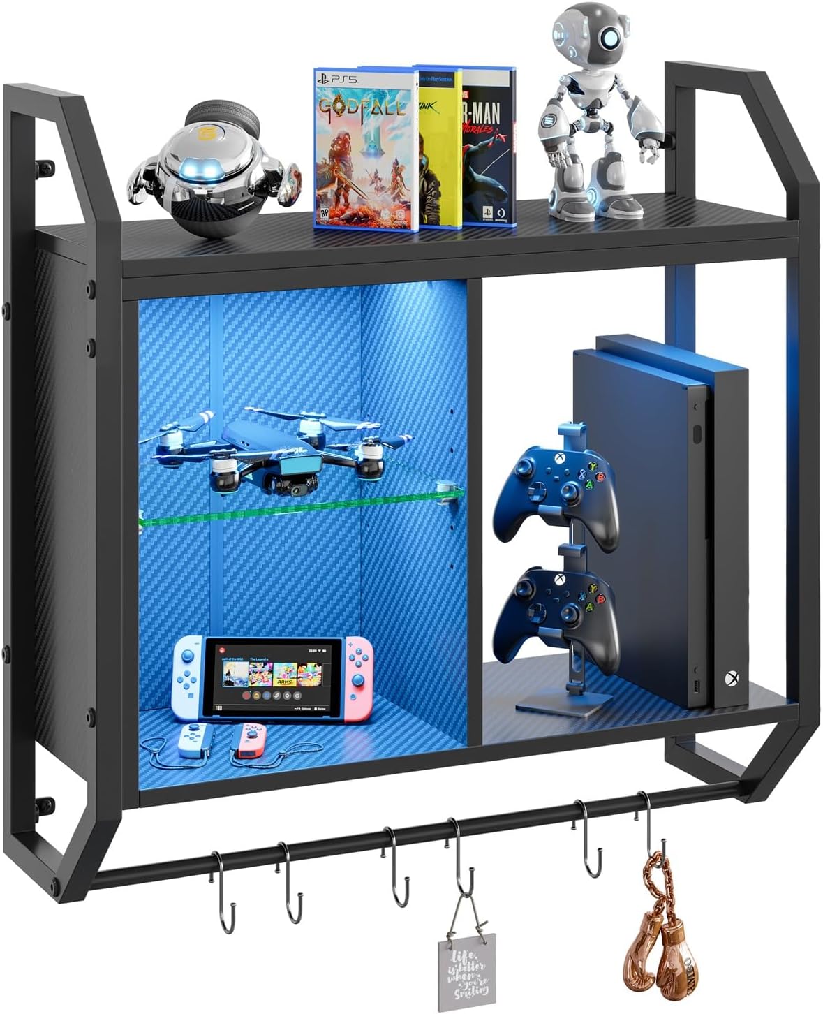 Estantes LED para juegos Bestier, estantes de vidrio ajustables