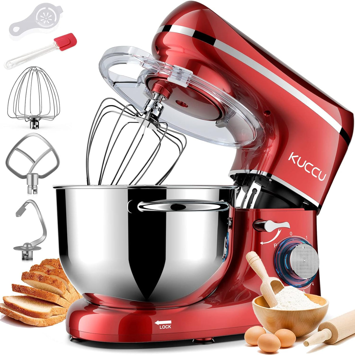 Batidora de Pie 6.5 Qt 660W 6 Velocidades, Stand Mixer 660W