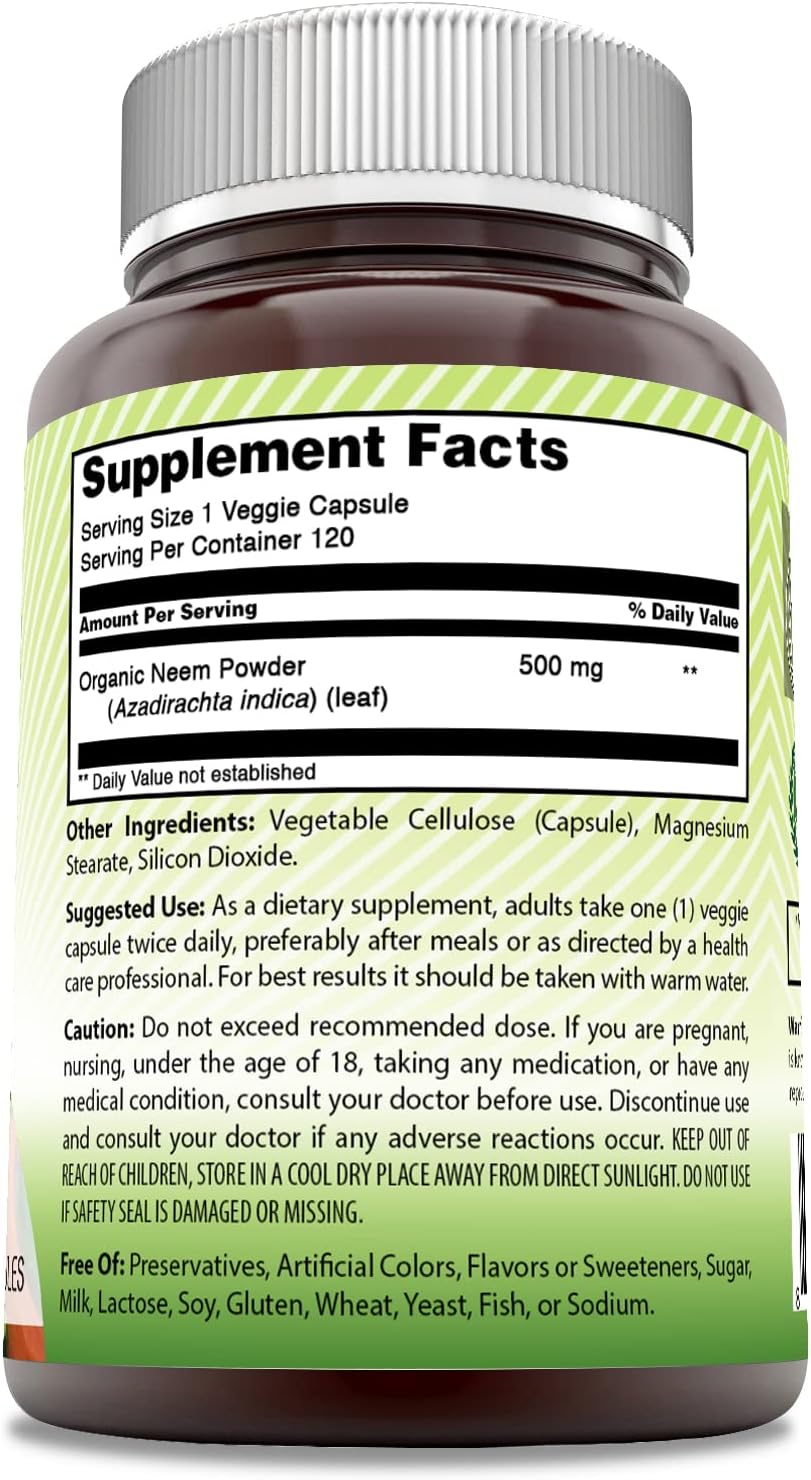 Suplemento India Neem (hecho con hoja de neem natural 120und