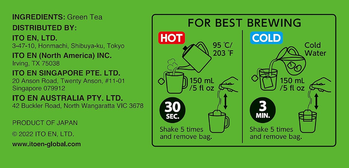 Té verde en bolsitas ITO EN Oi Ocha 40 unidades