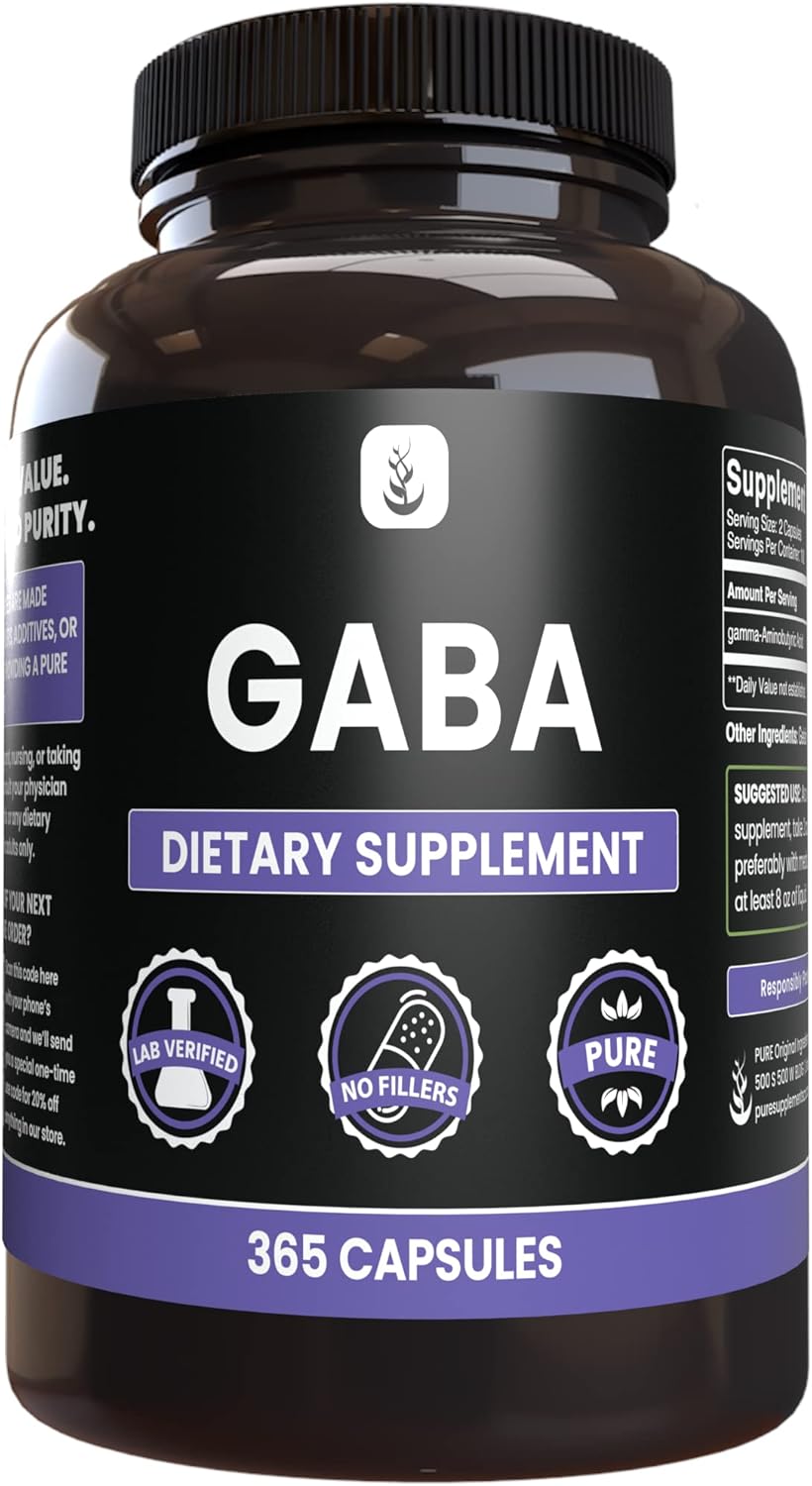 Suplementos PURE  GABA (365 cápsulas) sin magnesio