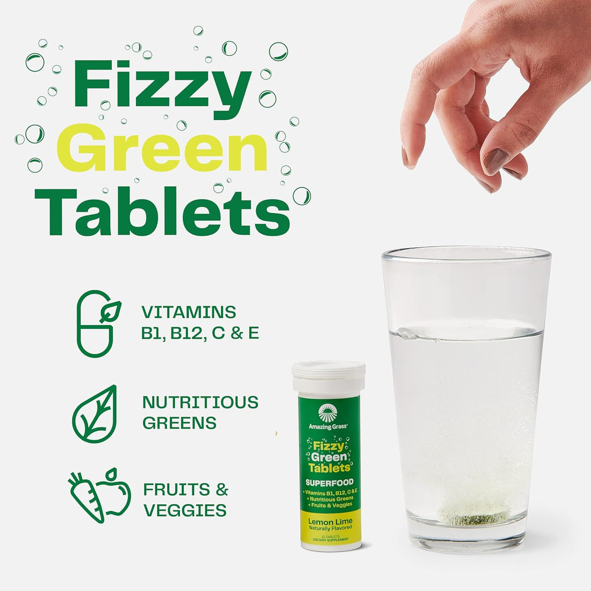 Suplemento fizzy  green Grass Tabletas efervescentes 6 pack